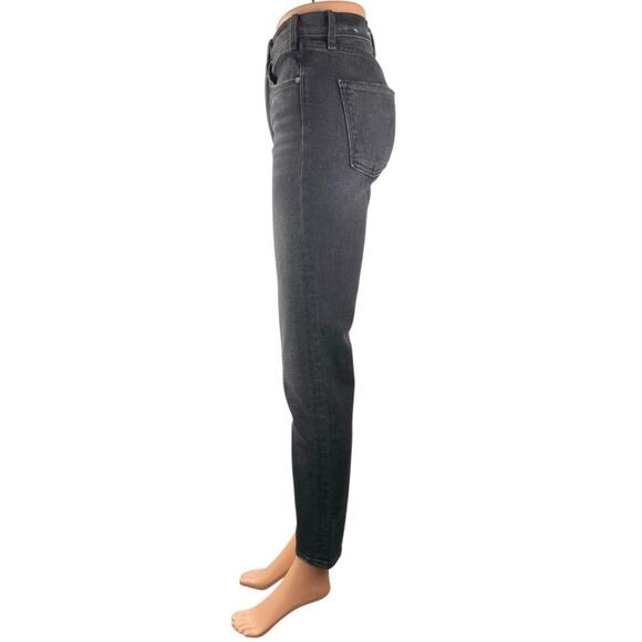 McGuire Women's Black Washed High Rise Slim Straight Leg Denim Jeans Size 25 - Picture 2 of 5